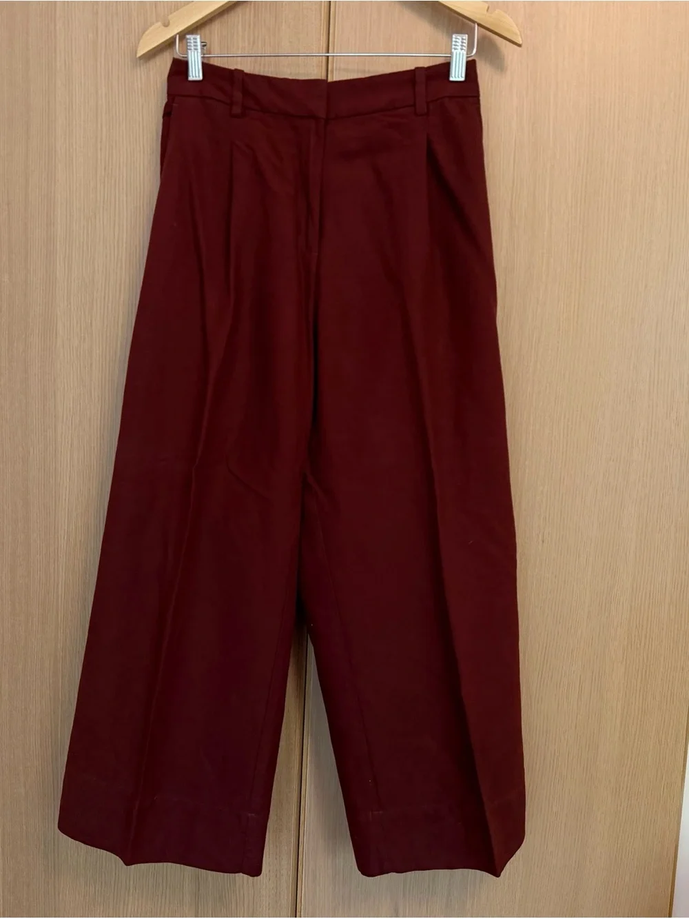 H&M Linen-Blend Wide Leg Pants in Rust Brown